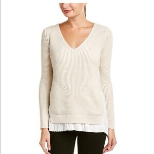 French Connection Women's Cream V-Neck Sweater Sz S